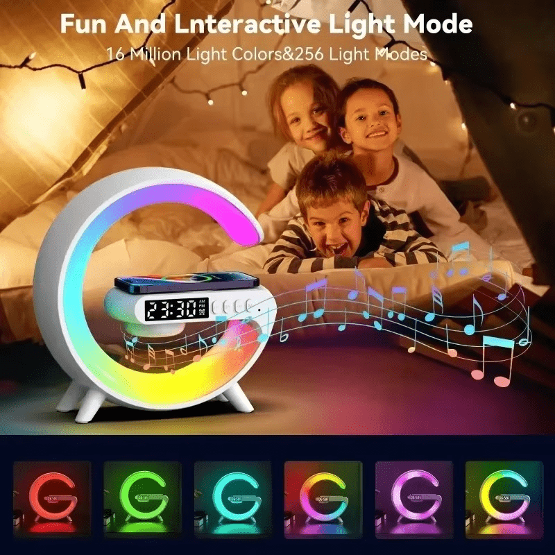 G-Shape RGB Lamp with Wireless Charger, Speaker, Clock - Image 4